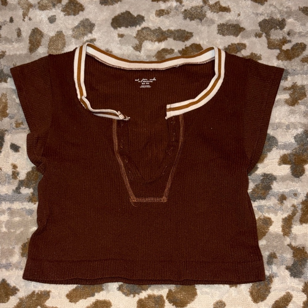 Out From Under for Urban Outfitters Brown Crop Top - Picture 2 of 5
